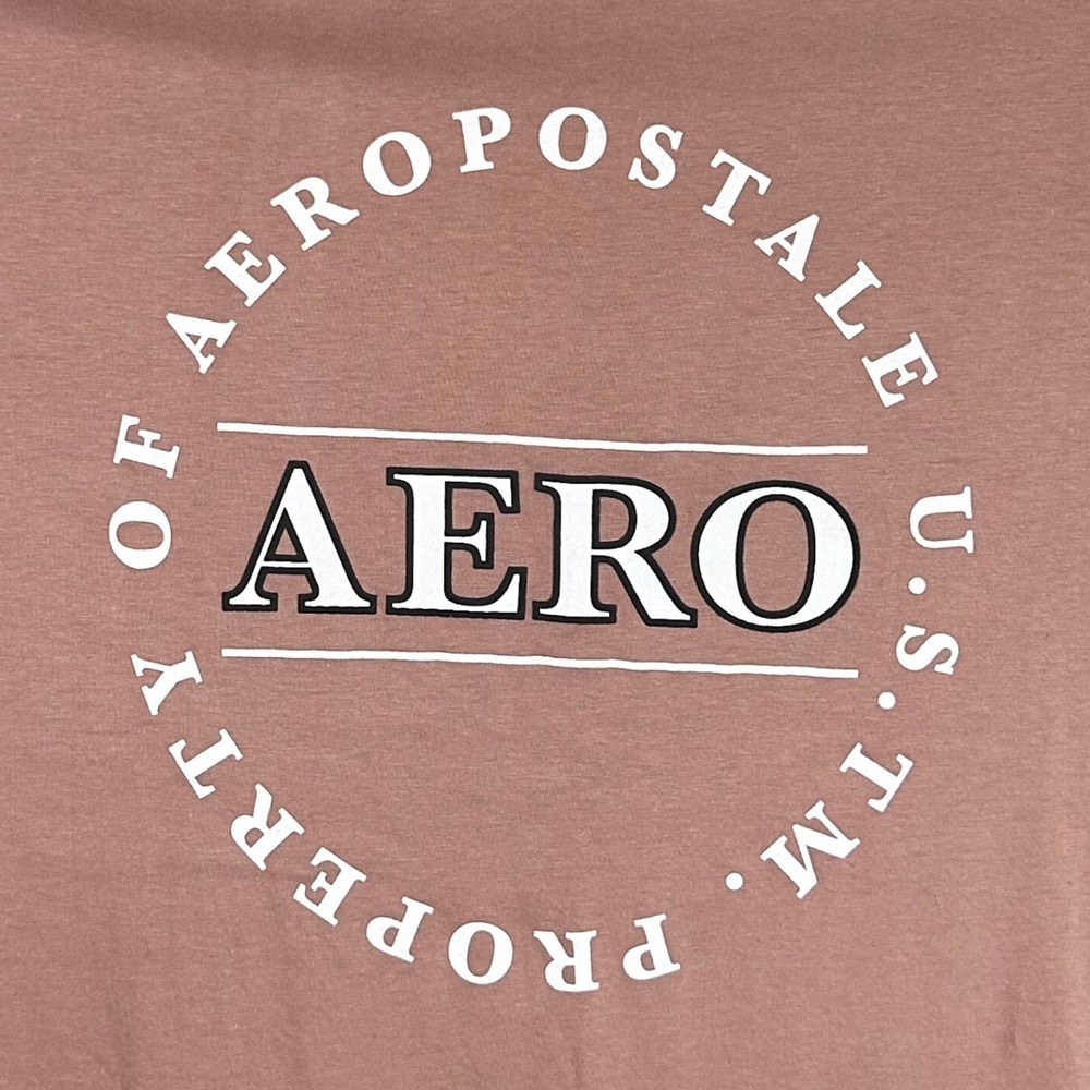 Aeropostale Mens Aero Graphic T-Shirt Fawn Pink Cotton Crewneck Size Large New